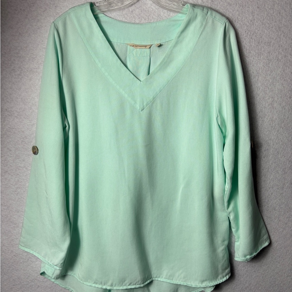 Soft Surroundings Mint Green pastel Top Size M